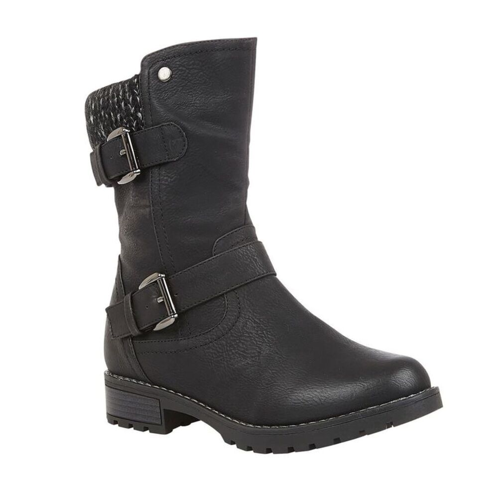 Lotus Shoes Womens/Ladies Jemima Low Block Heel Biker Boots / Black